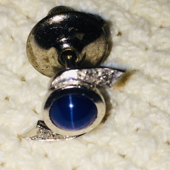 Vintage Unisex Brilliant Star Sapphire/Diamond Tie pin - Picture 3 of 6